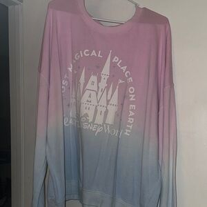Disney Pink to Blue Ombre Castle Crewneck Sweatshirt